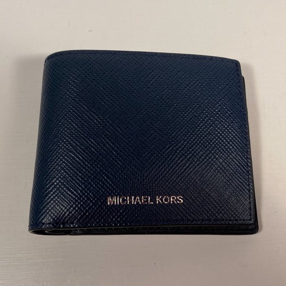 Michael Kors Harrison Navy Blue Saffiano Leather Wallet w/ Passcase / New - Picture 2 of 9
